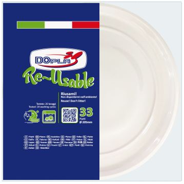 SET 33 PIATTI FONDI IN PLASTICA DIAM. 20.5CM BIANCO