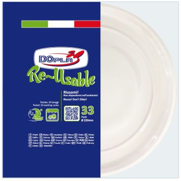 SET 33 PIATTI PIANI IN PLASTICA DIAM. 22CM BIANCO