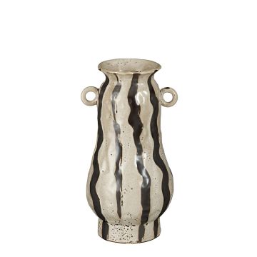 VASO MOD NANDA IN CERAMICA BIANCO SPORCO/GRIGIO SCURO DIAM. 15.5CM H 30.5CM