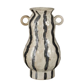 VASO MOD NANDA IN CERAMICA BIANCO SPORCO/GRIGIO SCURO DIAM. 25CM H 42.5CM