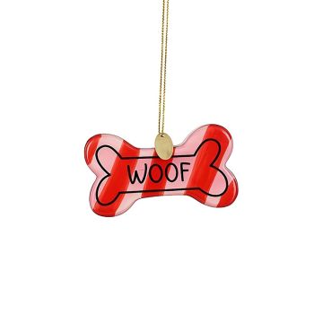 DECORAZIONE DA APPENDERE OSSO ROSA/ROSSO IN CERAMICA 8X2CM H 4.5CM
