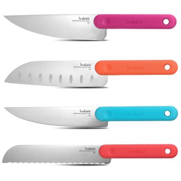 SET 4 COLTELLI KNIFE SET IN ACCIAO INOX MANICO MULTICOLORE