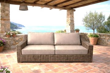 DIVANO 2P DA ESTERNO MOD SANDIEGO IN VIMINI INTRECCIATO MARRONE