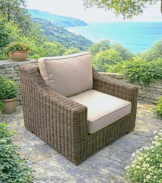 POLTRONA DA ESTERNO MOD SANDIEGO IN VIMINI INTRECCIATO MARRONE