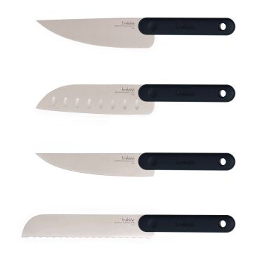 SET 4 COLTELLI KNIFE SET BLACK EDITION ACCIAIO INOX MANICO NERO 