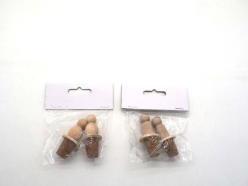 SET 2TAPPI SUGHERI C/LEGNO DECOUPAGE H.6.5/D3CM