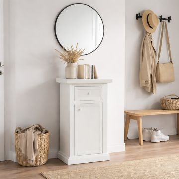 PORTATELEFONO IN LEGNO MASSELLO CM 48X31.5 H. 75 BIANCO OPACO