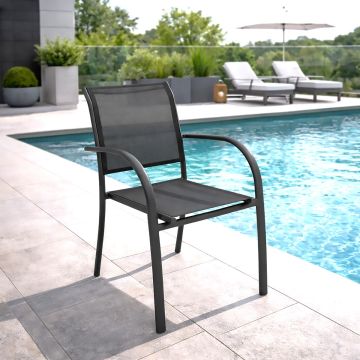 SEDIA DA ESTERNO MOD. PIAZZA GRAFITE E TEXTILENE ANTRACITE