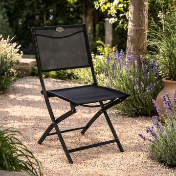 SEDIA PIEGHEVOLE DA ESTERNO MODULA ANTRACITE E TEXTILENE ANTRACITE