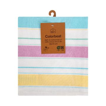 SET 2 STROFINACCI COLORBEAT IN COTONE 50X70CM