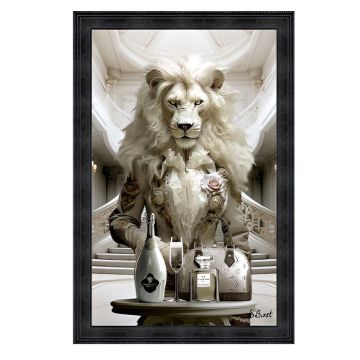 QUADRO LIONNE LUXURY 80X120CM CON CORNICE NEWTON NERA 92X132CM