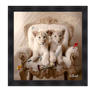 QUADRO LIONCEAUX LUXURY 80X80CM CON CORNICE NEWTON NERA 92X92CM