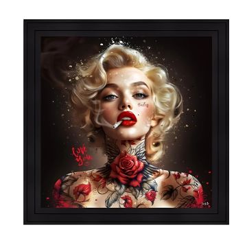 QUADRO RED MONROE 80X80CM CON CORNICE MESSINA NERA 91X91CM