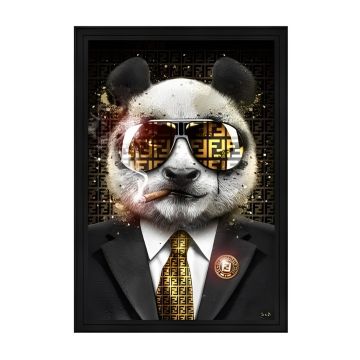 QUADRO PANDA BOSS 60X90CM CON CORNICE MESSINA NERA 71X101CM