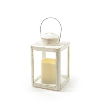 LANTERNA IN PLASTICA BIANCA CON CANDELA A LED 10X10 H.17CM