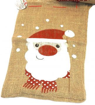 SACCO JUTA H.50X36CM C/LACCIO DIS.B.NATALE/P.NEVE/RENNA