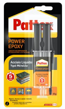 PATTEX POWER EPOXY ACCIAIO LIQUIDO 35gr SIRINGA BICOMPONENTE 