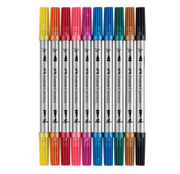 FABER CASTELL - SET 10 PENNARELLI DOPPIA PUNTA GLITTER 1-3mm 