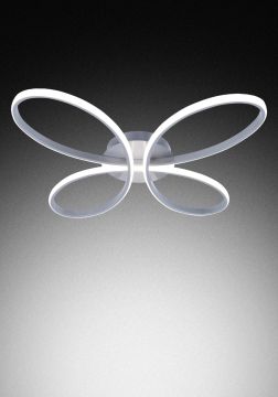 PLAFONIERA A LED FARFALLA ARGENTO 55X51.5 H. 8CM - 38W 3000-6000K 2180lm 