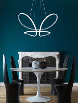 SOSPENSIONE A LED FARFALLA ARGENTO 67X61.5 H. 120CM - 45W 3000~6000K 2450lm