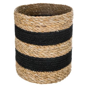 CESTO IN JUTA NATURALE/NERO D 24 H 24.5CM