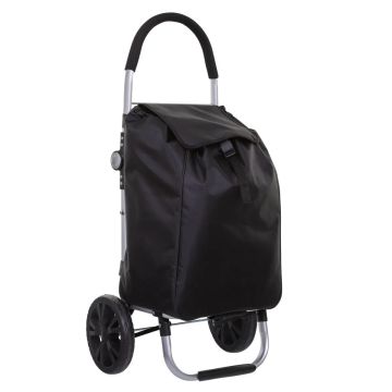 CARRELLO PER SPESA PIEGHEVOLE IN ALLUMINIO SILVER E NERO 44,5X37CM H 98CM