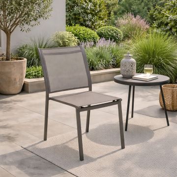 SEDIA DA ESTERNO MOD. ESSENTIA MARRONE E TEXTILENE MARRONE