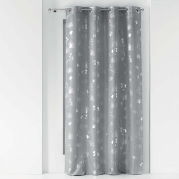 TENDA CON OCCHIELLI STAMPA METALLIZZATA GRIGIO/ARGENTO 140X260CM