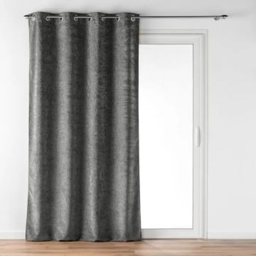 TENDA CON OCCH. IN VELLUTO RILIEVO VERRA ANTRACITE 140X260CM