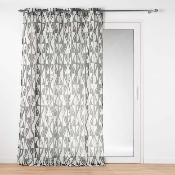 LINEA IKARIS - TENDA CON OCCHIELLI VELO SABBIA 140X280 CM DECORO BIANCO/NERO