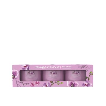 YANKEE CANDLE - SET 3 CANDELE VOTIVE IN VETRO WILD ORCHID