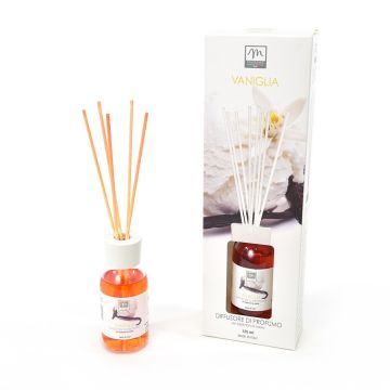 DIFFUSORE DI PROFUMO CON BASTONCINI IN COTONE 125ML VANIGLIA