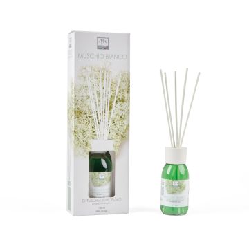 DIFFUSORE DI PROFUMO CON BASTONCINI IN COTONE 125ML MUSCHIO BIANCO