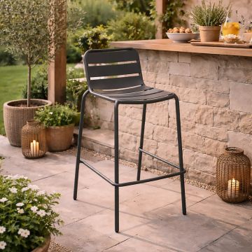 SGABELLO DA ESTERNO PHUKET IN ACCIAIO GRAFITE