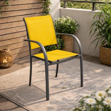 SEDIA DA ESTERNO MOD. PIAZZA ANTRACITE E TEXTILENE GIALLO