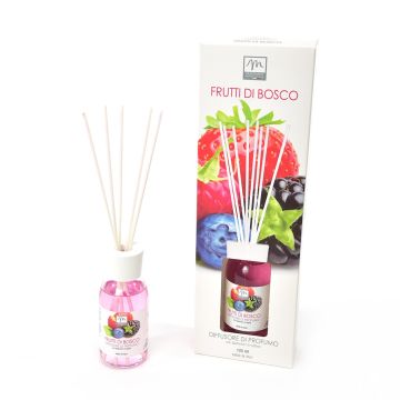 DIFFUSORE DI PROFUMO CON BASTONCINI IN COTONE 125ML FRUTTI DI BOSCO