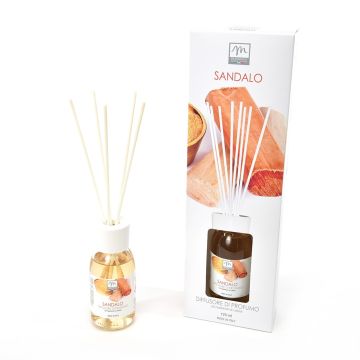 DIFFUSORE DI PROFUMO CON BASTONCINI IN COTONE 125ML SANDALO