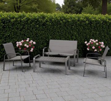 SALOTTO DA ESTERNO ELYN ALLUMINIO TONKA E TEXTILENE TORTORA