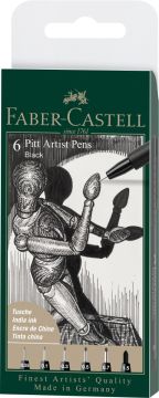 FABER CASTELL - SET 6 PENNE PITT ARTIST PEN NERE