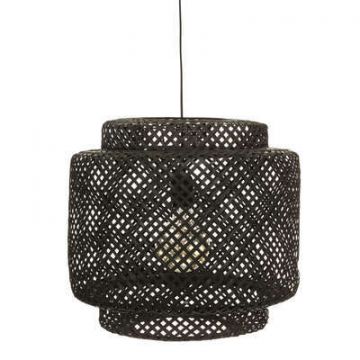 LAMPADARIO LUBY IN BAMBO/FERRO NERO D 40CM - E27 40W