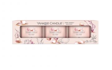 YANKEE CANDLE - SET 3 CANDELE VOTIVE IN VETRO PINK SANDS