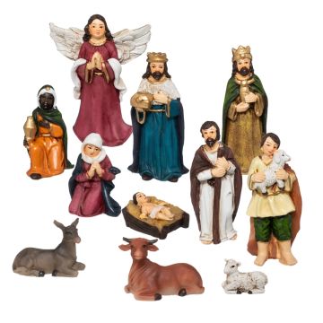 SET 11 STATUINE PER PRESEPE IN RESINA H. 7.5CM