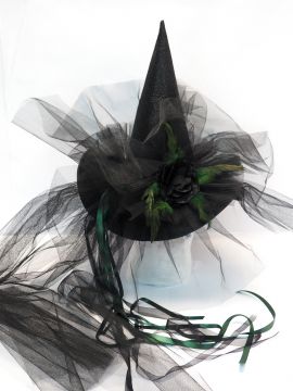 CAPPELLO STREGA D.50CM C/TULLE NERO