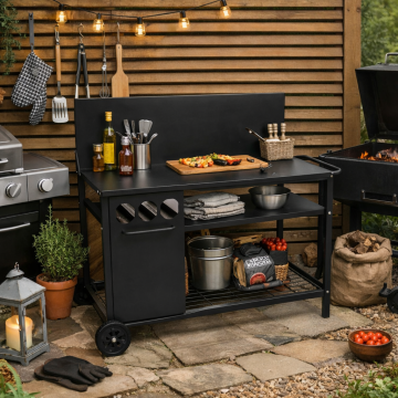 CARRELLO DA ESTERNO CM 120X48 IN METALLO NERO