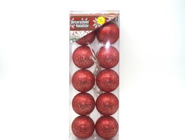 SET 10 PALLE FILO COTONE D.6CM C/10 LUCI LED CALDA ROSSE