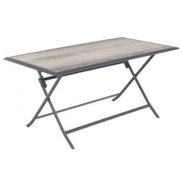 TAVOLO AZUA PIEGHEVOLE NERO CON PIANO EFFETTO LEGNO 150X80CM H. 71CM 