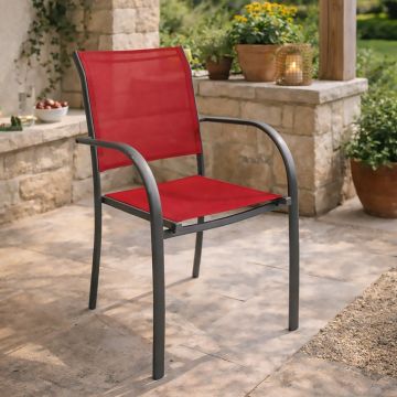 SEDIA DA ESTERNO MOD. PIAZZA ANTRACITE E TEXTILENE MELOGRANO