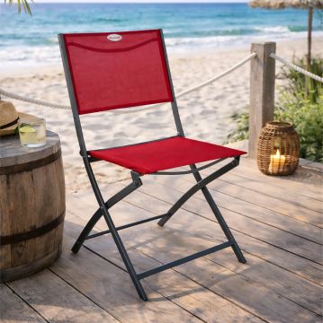 SEDIA PIEGHEVOLE DA ESTERNO MODULA ANTRACITE E TEXTILENE ROSSO 