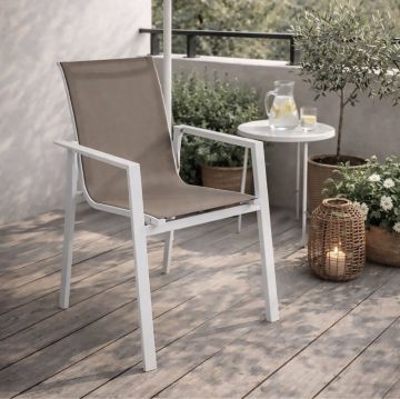 SEDIA DA ESTERNO MOD. PAVANE ALLUMINIO E TEXTILENE BIANCA/BEIGE
