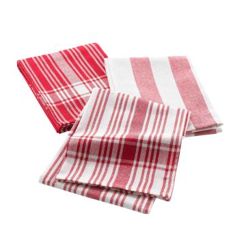 SET 3 STROFINACCI 50X70CM IN COTONE TESSUTO BAYADO ROSSO